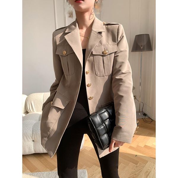 

women's trench coats 2021 winter fashion slim solid color ladies coat leisure women overcoat elegant female outerwear, Tan;black