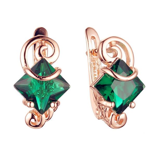

dangle & chandelier arrival square green stone drop earrings rose gold color jewelry, Silver