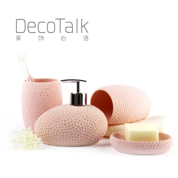 

bath accessory set nodic fashion resin bathroom accessories 4pcs supplies kit coral reef pattern candy colors decotalk home decor