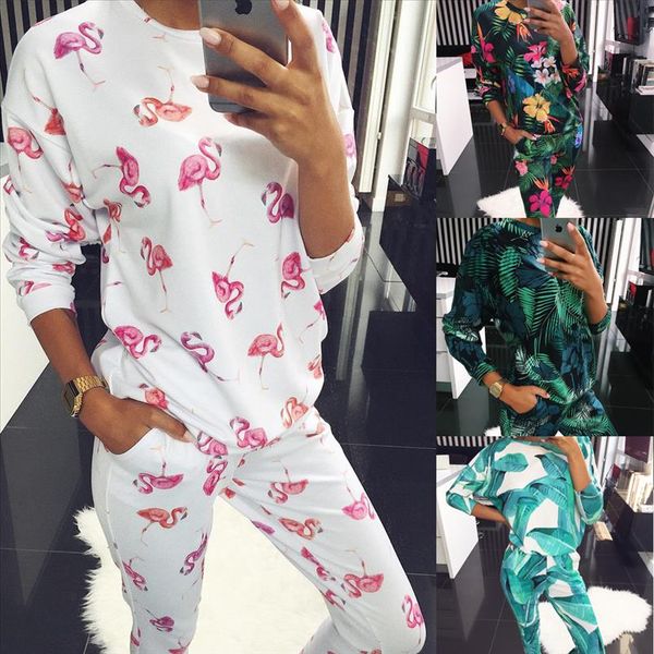 

floral print tracksuits women two piece set spring autumn street t shirt and pants jogger set suits casual 2pcs outfits, Gray