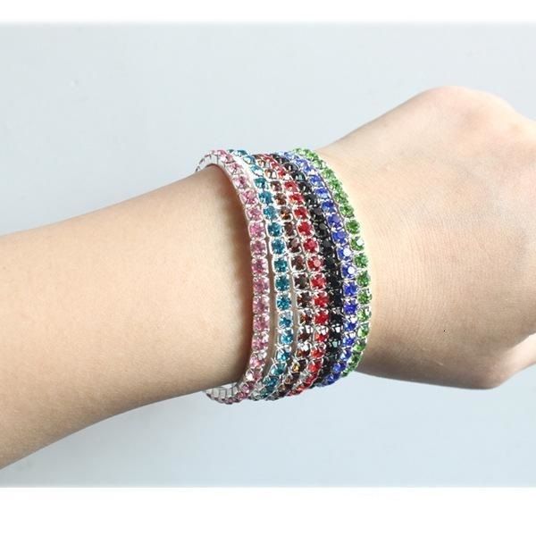 

colorful full rhinestone stretch charm bracelets mix fashion women jewelry single and double row style of the holid, Golden;silver
