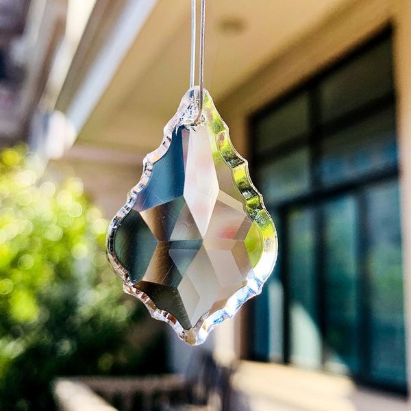 

35 50 63 75mm maple leaf suncatcher crystal prisms clear crystal pendants for chandelier lighting hanging ornament home decor h qyljdi