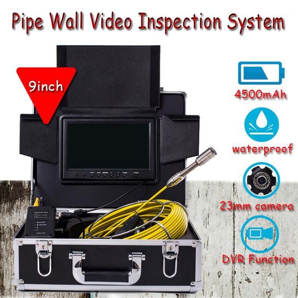 

9inch lcd monitor pipe wall video inspection system dvr function with 8gb card 23mm hd pipeline inspection camera 20m cable reel1