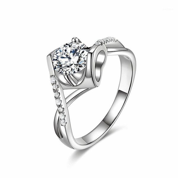 

sinzry 100% 925 sterling silver 1ct high carton lab diamond engagement wedding rings women's bridal jewelry1, Golden;silver