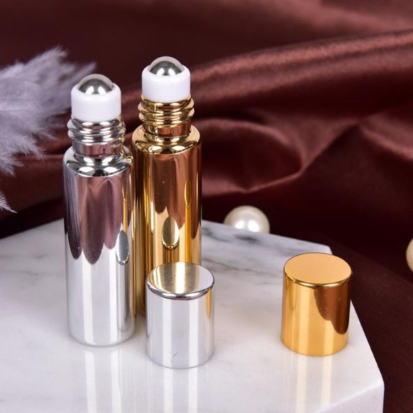 

storage bottles & jars 1pc 5ml portable glass roller rollerball essential oil mist container travel refillable bottle 2 colours