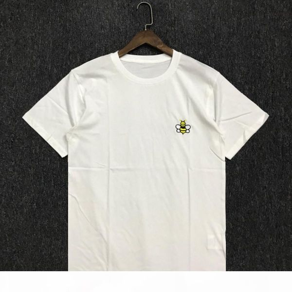 

fashion new casual mens stylist t shirt couples soft cotton short sleeves men women embroidery bee tees 2 colors, White;black