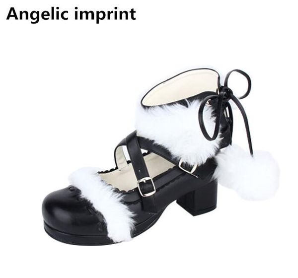 

angelic imprint new woman mori girl lolita cosplay shoes lady mid heels pumps women princess dress party shoes sweet balls 33-47, Black