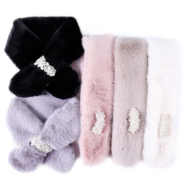 

19 year new rabbit hair imitation pure pearl women's scarf, Blue;gray
