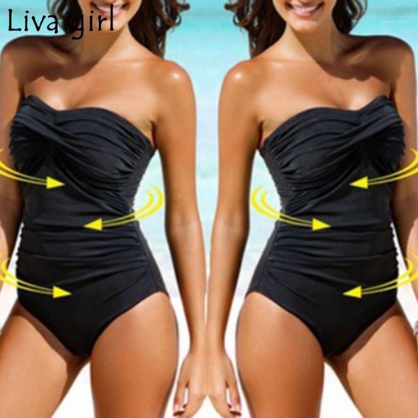 

liva girl solid color one-piece suits 2019 push-up added swimsuit women plus size swimsuits monokini swimsuit big size1, White;black
