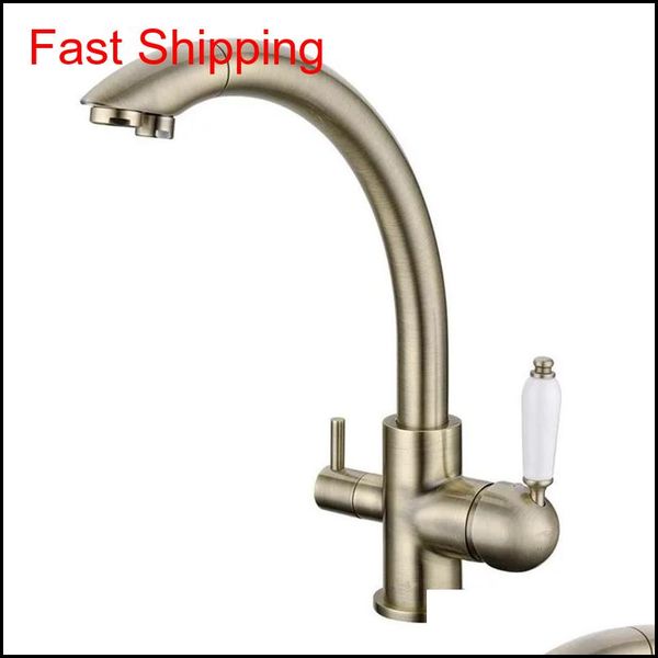 

rolya rushed troditional style antique bronze kitchen faucet sink mixer tri-flow 3 wa qylgio bdesports