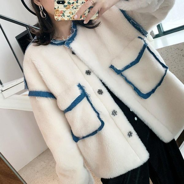 

fur coat female real white 100% wool jacket women winter clothes 2021 korean elegant sheep shearing coat warm fur hiver 1904, Black
