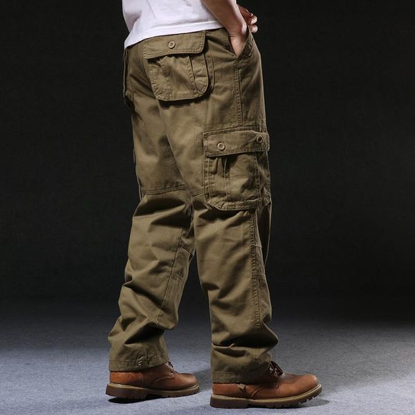 

tooling casual pants men's plus velvet thick loose wide leg pants plus fat size fat man outdoor multi-pocket, Black