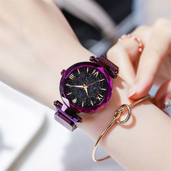 

luxury women watches magnetic starry sky female clock quartz wristwatch fashion ladies wrist watch reloj mujer relogio feminino, Slivery;brown