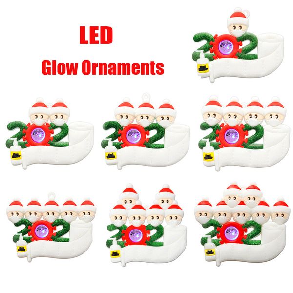 

2020 led lighting christmas ornament diy greeting survivor family quarantine xmas birthday party pandemic new year tree pendant 2021 glow