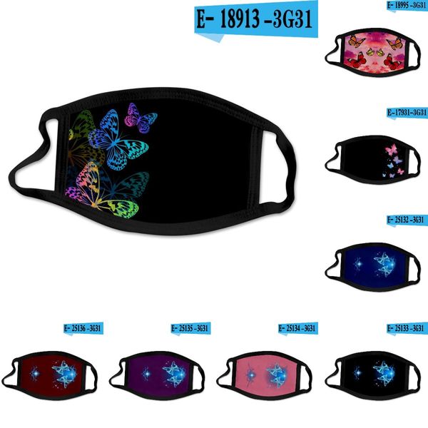

factory 40style butterfly skull face mask printed washable reusable mouth masks ice silk fashion anti dust kids protective bwc2102