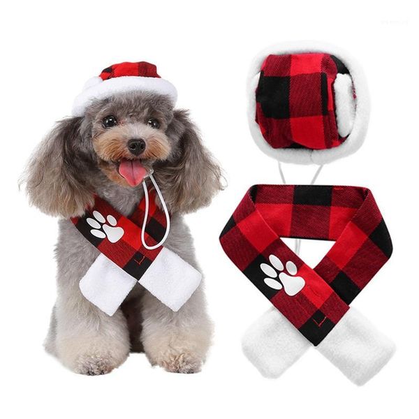 

pet clothes for dogs christmas cosplay costume hat and scarf set for pets festival dress up small and medium dogs1