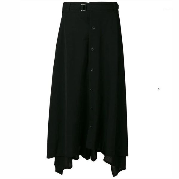 

wide leg pants, two-layer culottes, loose dark original low-end pants1, Black