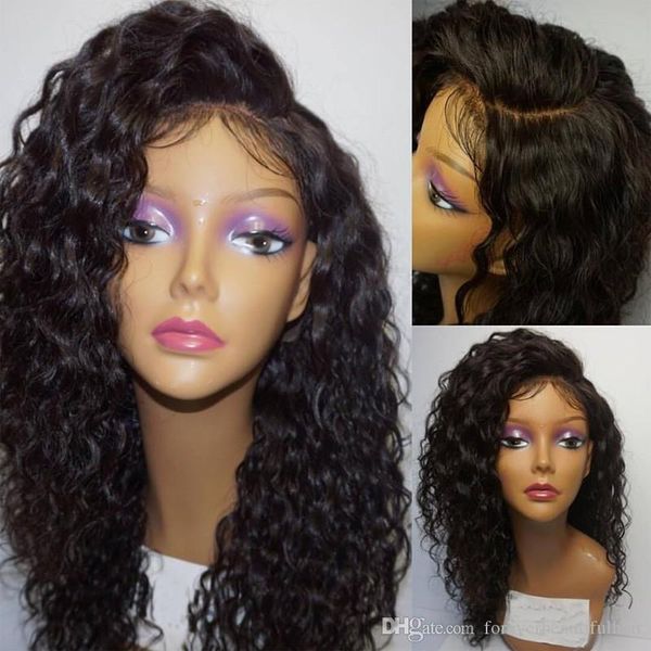 

unprocessed brazilian human hair full lace wigs virgin hair deep wave glueless full lace wigs for black women lace front wigs with baby hair, Black;brown