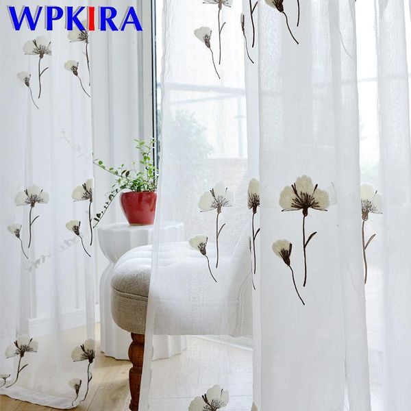 

curtain & drapes pastoral kapok curtians for ling room bedroom window treatments sheer embroidered tulle fancy floral wp009-301
