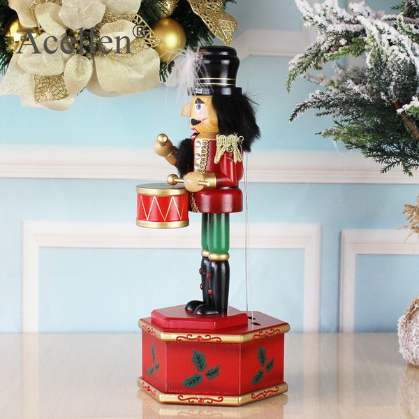 38 centimetri di legno Schiaccianoci Schiaccianoci Bambola Puppet Music Box per la casa Decorazione natalizia Figurine Ornamenti Regali 201204