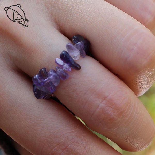 

cluster rings momiji boho handmade natural stone energy women stretchy fashion jewelry multi color adjustable crystal wedding party ring, Golden;silver