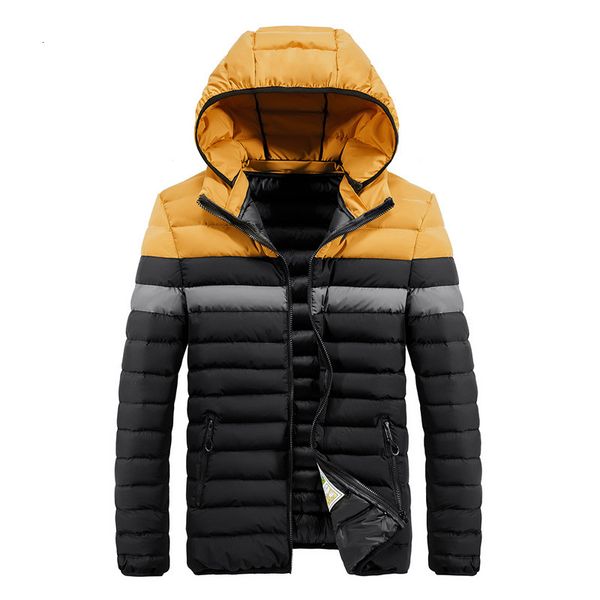 

2021 new men autumn winter cotton padded puffer colorblock warm coat mens hoodies jacket slim tz4w, Black