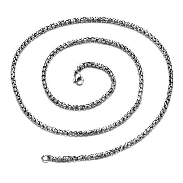 

karopel 2020 new 2.5mm/3mm stainless steel square pearl chain necklace for pendant men women 24inch long chain jewelry, Silver