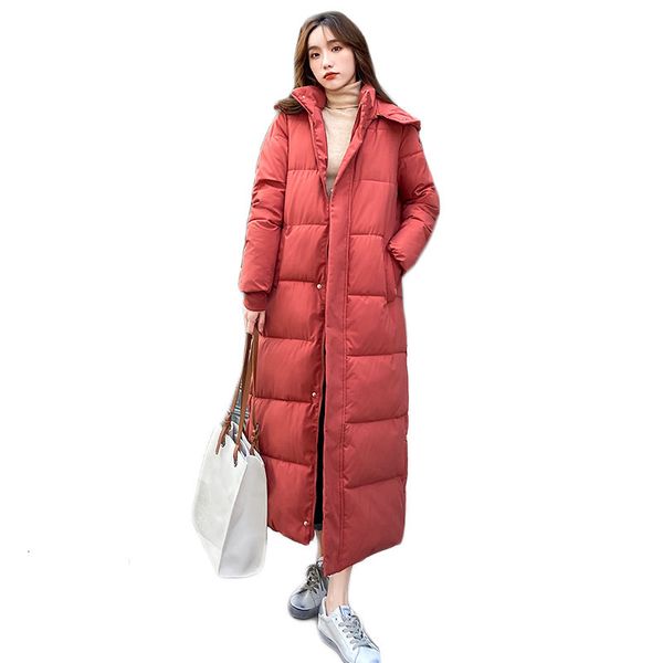 

2021 new women's winter coat long down cotton jacket new korean fashion oversize thick anti-cold detachable hood parkas, Black