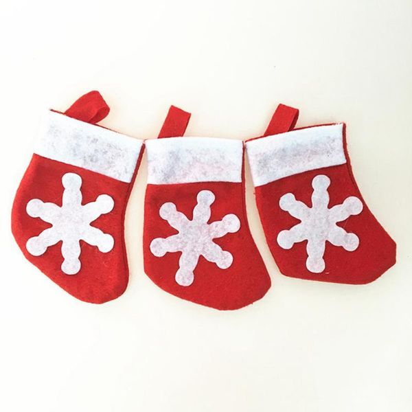 

home mini stocking xmas snowflake cutlery decoration socks knife fork tableware holder christmas gift bag dbc dh2601