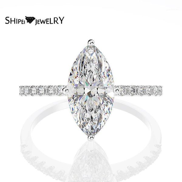 

shipei fashion 925sterling silver greated moissanite diamonds marquise gemstone wedding fine jewelry engagement white gold rings1, Golden;silver