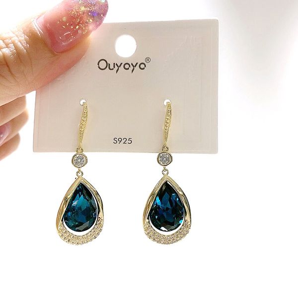 

2020 sparkling wild earrings pendant short crochet earrings female austrian crystal jewelry simple temperament, Silver