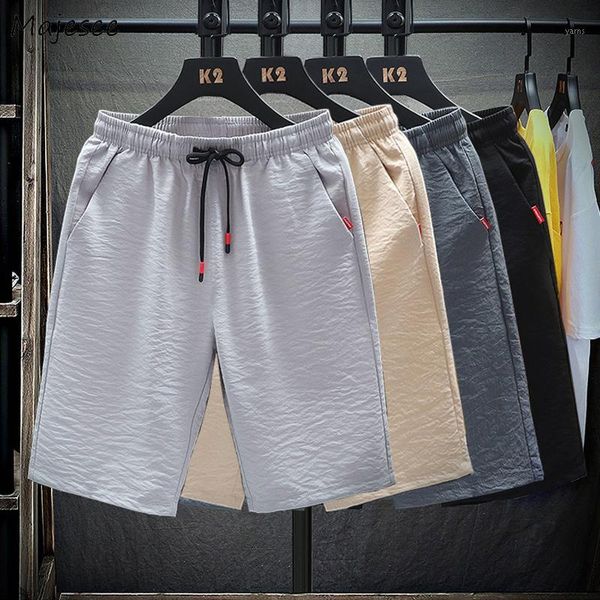 

men board shorts solid loose beach harajuku pocket summer mens fashion retro simple chic ulzzang elasticity leisure breathable1, White;black