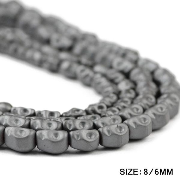 

jnby matte skull black hematite beadites натуральный камень скелет форма 6 8 мм свободные бусы для ювелирных браслет изготовления diy выводы, Bronze;silver