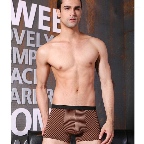 

where to buy men's striped flat pants four-cornered underwear mid-waist elastic knitted underpant1, Black;white