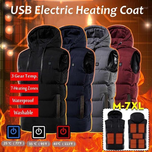 

outdoor t-shirts m-7xl heated vest jackets heat coat usb electric 7area heating jacket racing for winter warm clothing waistcoat1, Gray;blue
