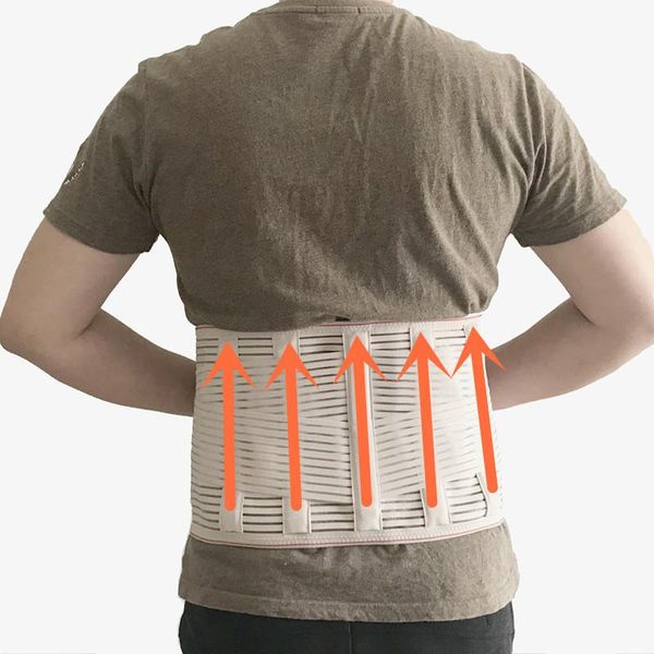 

lumbar waist support belt strong lower back brace corset trainer sweat slim for sports pain relief, Black;gray