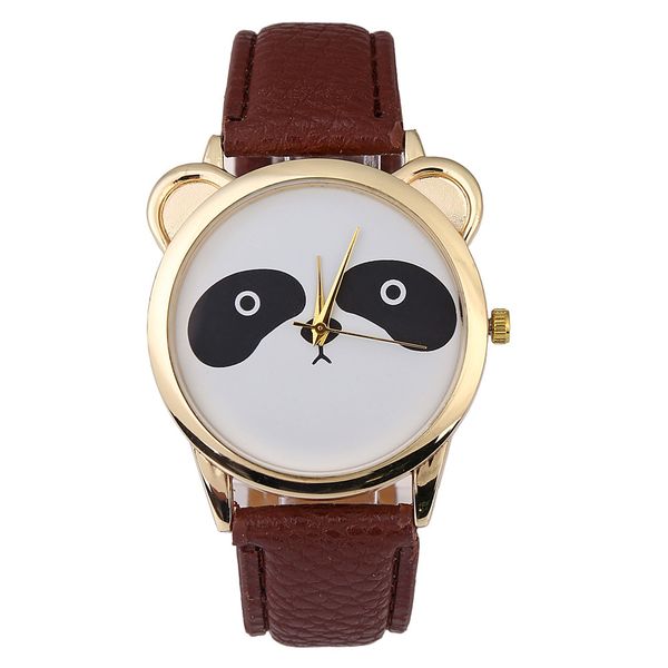 

fashion girls men women lovely students boys panda design leather watches wholesale casual cartoon simple quartz wrist watches