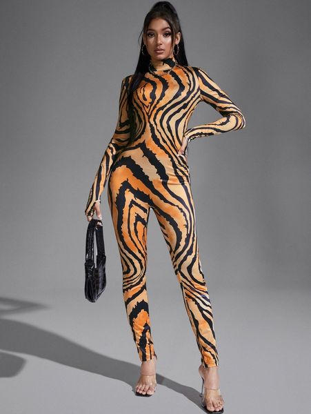 

colorblock mock neck unitard d92z#, White