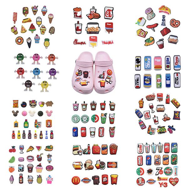 

food drink shoe charms pvc shoecharms buckle fashion accessories soft rubber jibbitz for croc shoes, White;pink