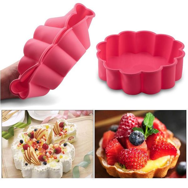 

creative flower shape wave edge cake mold random color sile round bakeware diy desserts mold mousse bread mould baki jllyxc