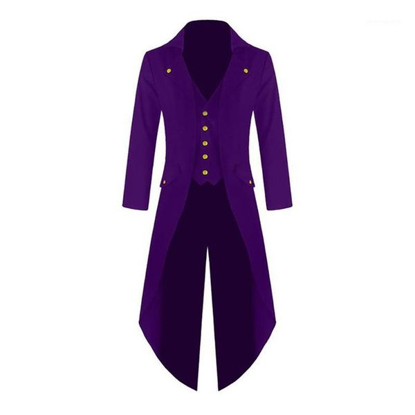 

men vintage gothic steampunk long sleeve single breasted tailcoat jacket coat, White;black