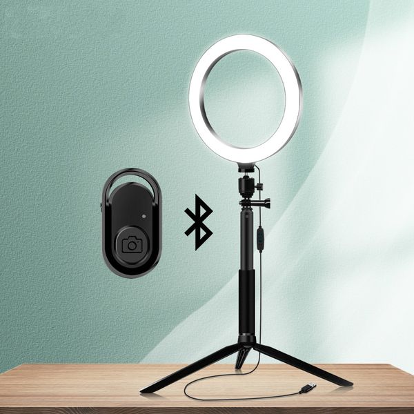 Nuova lampada a cerchio con luce ad anello per trucco a LED con treppiede Supporto per telefono Bluetooth Selfie Shutter per Tiktok Youtube Vlog Video Foto