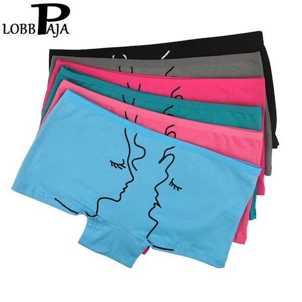 

lobbpaja lot 6 pcs woman underwear women cotton panties boxers shorts boyshort print low rise girls ladies knickers for women y200425, Black;pink