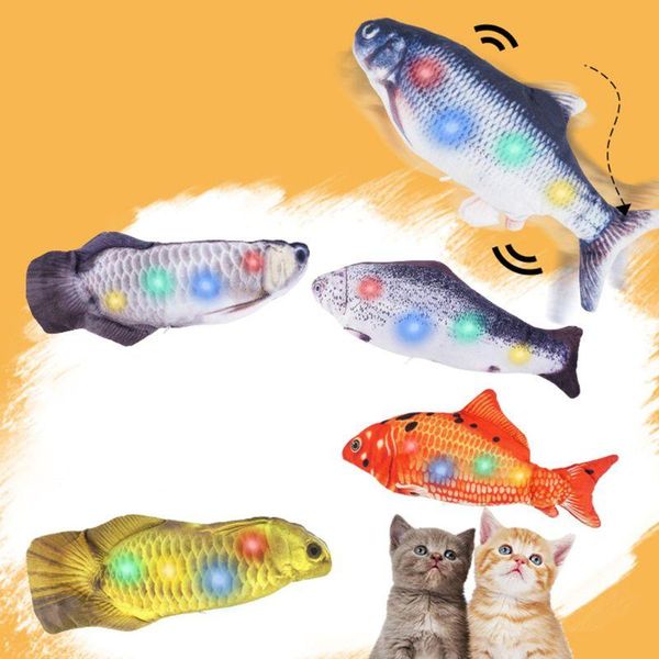 

электрический симулятор 3d печатная рыба кошка играет игрушку жевать аккумуляторные зубы чистки интерактивные мягкие плюшевые толстые укус