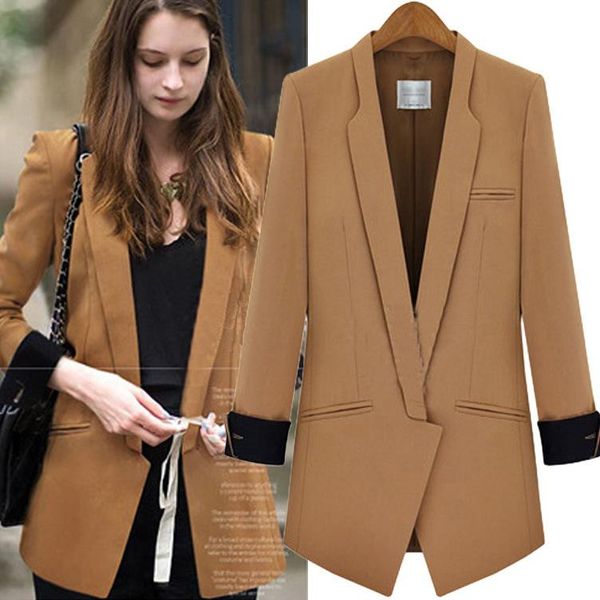 

vogue new nice fashion spring autumn women suit jackets casual long sleeve single button suit ladies overalls coats gift, Black;brown