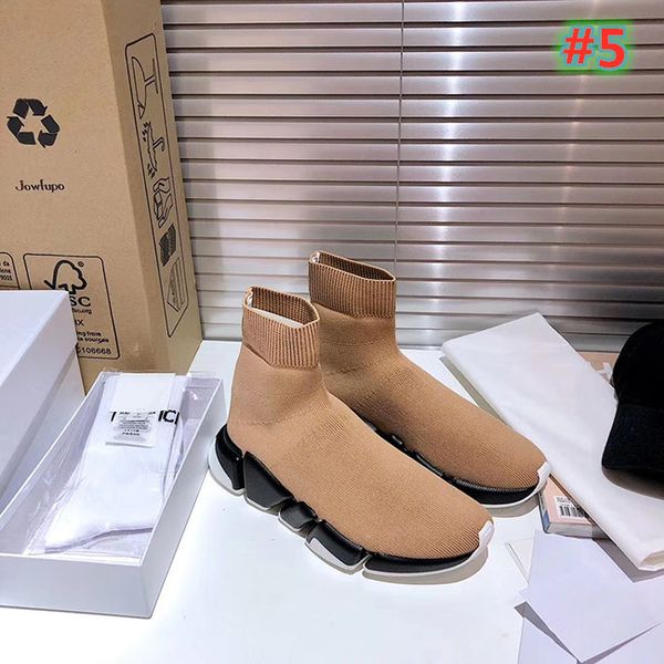 

2020 new sock shoes paris material speed trainer men&women running shoes stretch-knit mid sport boots new sneakers size34-45, Black