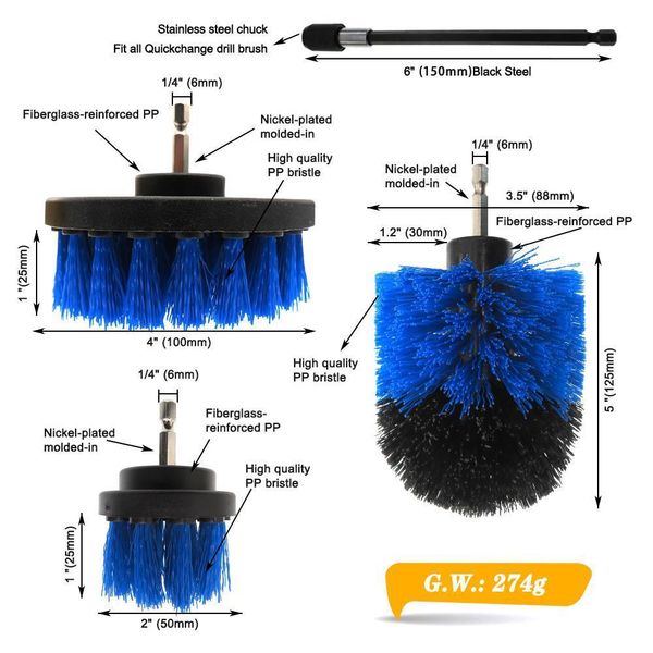

4 шт. / установить power scrubber runch kit kit kit электрическая чистящая щетка с расширением для автомобиля, раствора, плитки, ванная комн