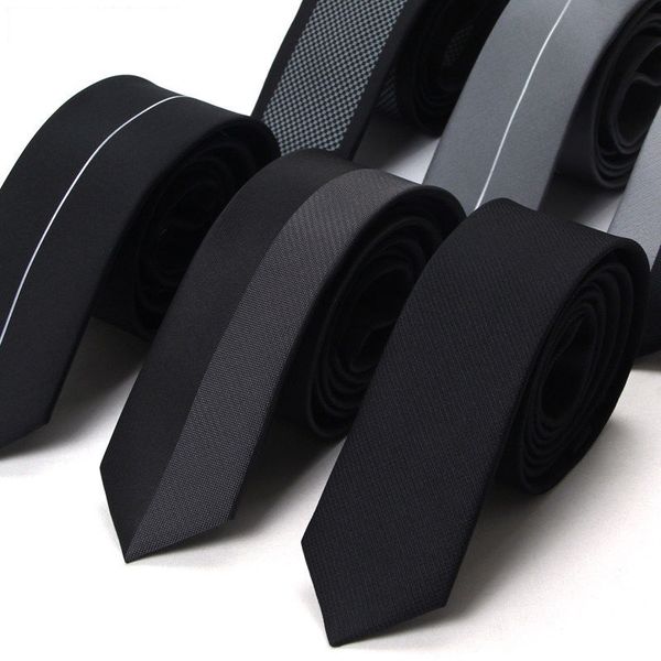 

2020 new designers brands fashion business casual 5cm slim ties for men wedding necktie formal work with gift box, Black;gray
