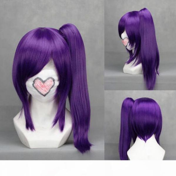 

gt;&gt;&gt;new fashion purple 45cm anime cosplay clip on ponytail wig, Black;brown
