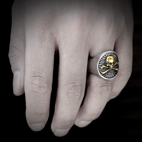 

316l из нержавеющей стали punk gothic череп мужчины кольцо золотые серебряные цветные личности велосипедное кольцо для мужчин мальчик ювелир, Bronze;silver